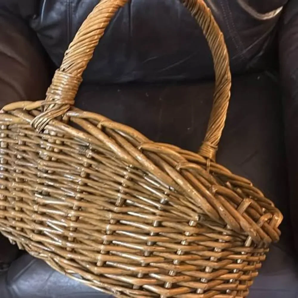 Large heavy Wicker Woven Basket with Handle